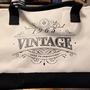 “1965 Vintage” Monochrome Canvas Tote and Matching Makeup Bag